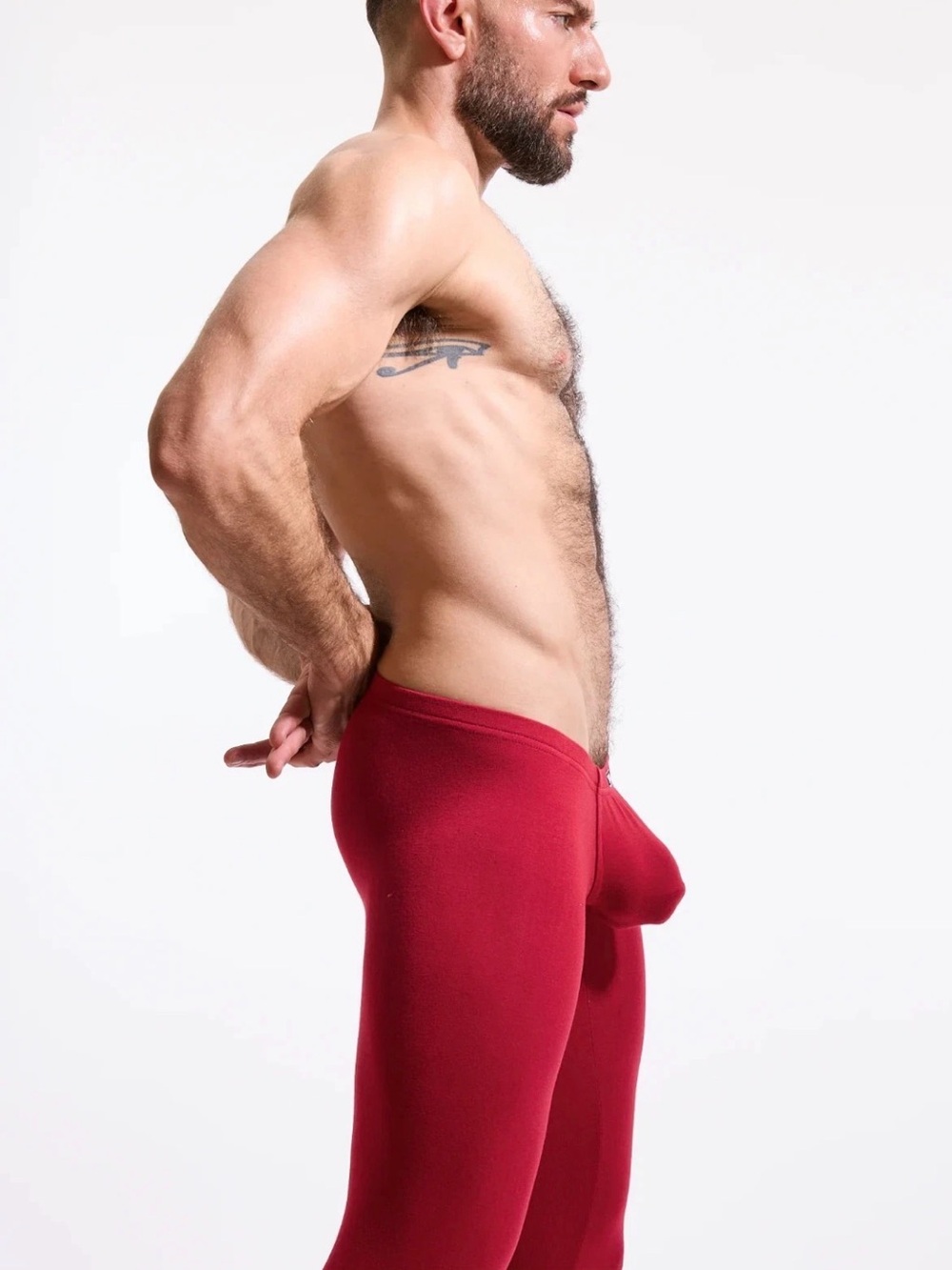 SEXY! N2N Bodywear Men's Crimson Red Stretch Bulge Jogging Tights Leggings LARGE